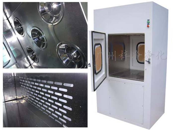 風淋傳遞窗配H14高效過濾器，過濾掉0.5微米及以上的塵埃。